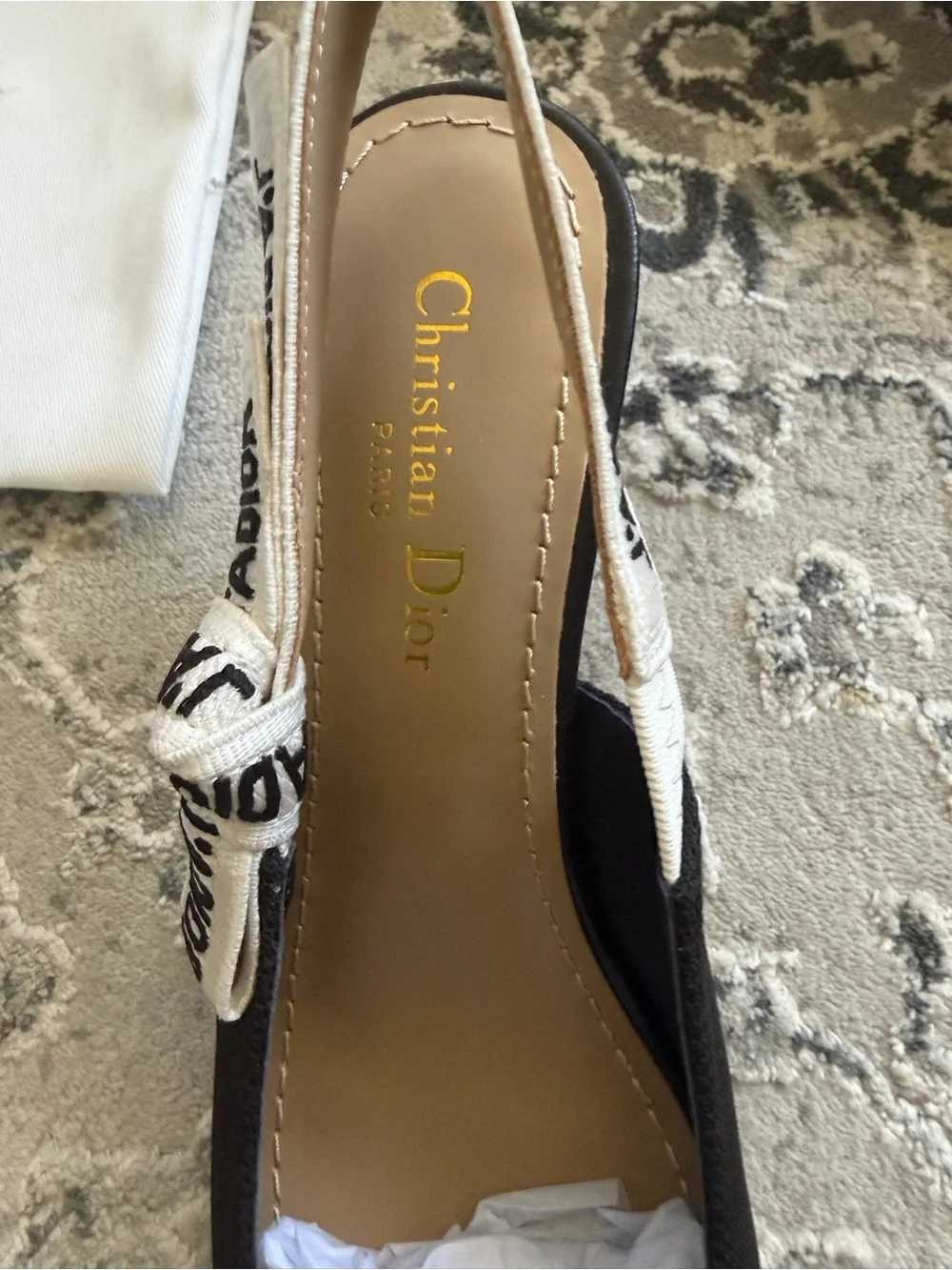 Dior Black Pointed J'Adior Slingback Kitten Heels
